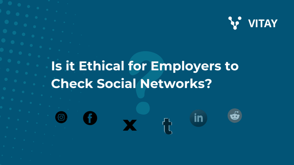 banner with social media icons and text that states "is it ethical for employers to check social networks"